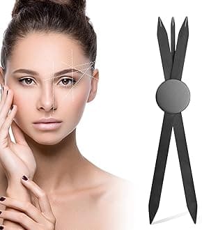 Charme Princesse Eyebrow Ruler Stainless Steel Tattoo Eyebrow Stencil Ruler Three-Point Positioning Permanent Makeup Eyebrow Measuring Symmetrical tool(Black) LB000249-1