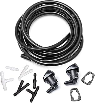 Front Windshield Washer Nozzles Kit for 05-16 Jeep Grand Cherokee 05-13 Chevy Malibu 05-10 Pontiac G6 07-10 Saturn Aura 55372143AB 55079049AA Wiper Spray Washer Jet with 3M Fluid Hose & 6 Connectors