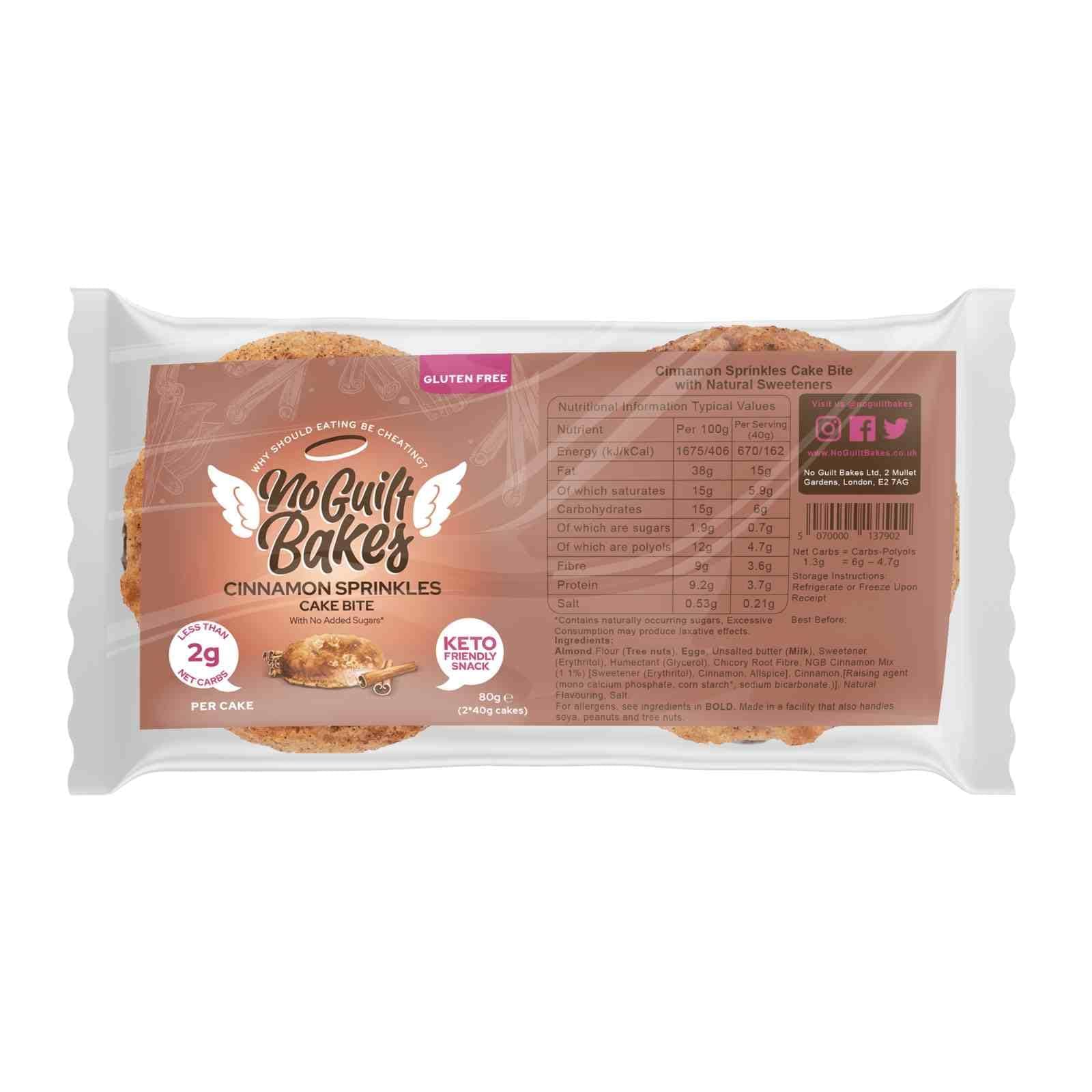 No Guilt Bakes Keto Cake Bites (Cinnamon Swirl, 10 Cake bites) - Gluten Free & No Sugar Added, Healthy Diabetic, Dessert, Keto Diet Snack - Packaging May Vary