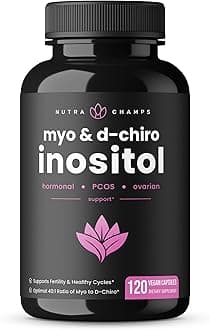 NutraChamps120 Vegan Myo-Inositol & D-Chiro Inositol Capsules - 40:1 Ideal Ratio PCOS Supplements for Hormone Balance - Ovarian Support Vitamins for Women