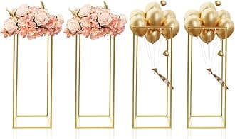 - JUOPTGJ 4Pcs Metal Flower Stand,Column Vases Wedding Centerpieces,Rectangular Geometric Flower Rack,Party Wedding Centerpiece Column Holder Rack Decor 9.44*9.44*23.62 in