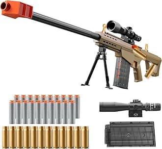 - Soft Bullet Toy Gun Dart Foam Pellet Blasters Shell ejecting Shotgun Cool Stuff Gifts for boy Age 8+ 9 10 11 12 Year Old Kid Shooting Game with Scope Sniper Rifle (Sand Colored)