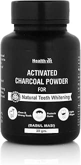 HealthVit Activated Charcoal Powder for Natural Teeth Whitening - 20gm (Pack of 2)