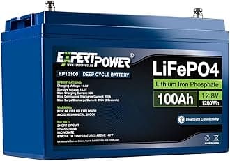 ExpertPower 12V 100Ah Lithium LiFePO4 Deep Cycle Rechargeable Battery | Bluetooth | 2500-7000 Life Cycles & 10-Year Lifetime | Built-in BMS | RV, Van, Solar, Marine, Overland, Off-Grid