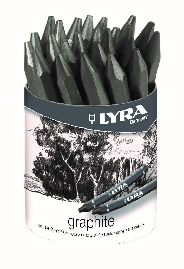 Lyra Graphite Crayons, Assorted Degrees, Non Water-Soluble, Set of 24 Crayons, Black (5623240)