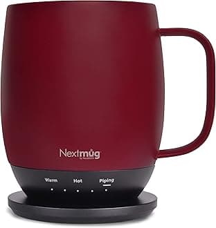 Nextmug - Temperature-Controlled, Self-Heating Coffee Mug (14 oz.) (Burgundy)