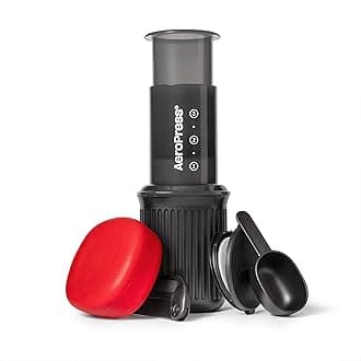 AeroPress Portable Travel Coffee Press, Go 1-3 Cups, Make Delicious Coffee, Espresso, Cold Brew Coffee in 1 Minute