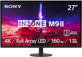 INZONE M9 II 27” 4K UHD (3840 x 2160) 160Hz Full Array LED 1ms GtG NVIDIA G-SYNC Gaming Monitor, DisplayHDR 600, Built-in Speakers, DisplayPort 2.1 (UHBR10) /VRR HDMI 2.1-3 Year Limited Warranty