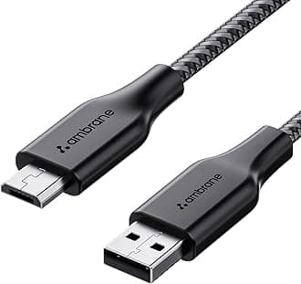 - Ambrane Unbreakable 60W / 3A Fast Charging 1.5m Braided Micro USB Cable for Smartphones, Tablets, Laptops & Other Micro USB Devices, 480Mbps Data Sync, Quick Charge 3.0 (RCM15, Black)