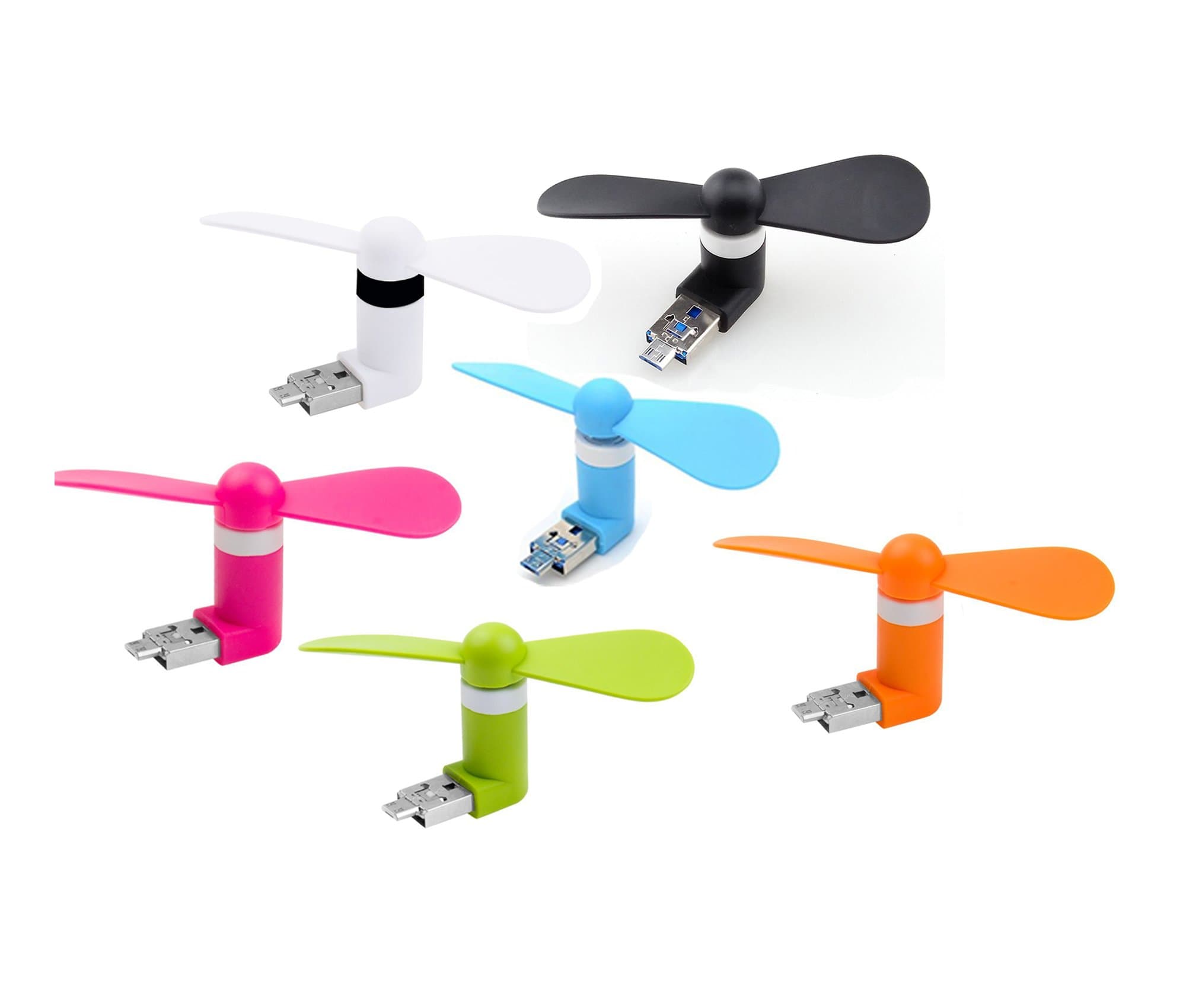 FNWD USB Micro 2-in-1 Mini Fan, Portable Dock Cool Cooler Rotating Mobile Phone Fan Foldable Personal Fan for power bank mobile power Android Phone (6P)