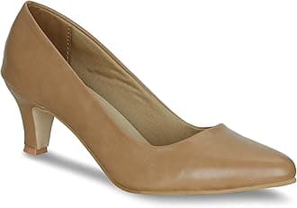 Get Glamr Women Faux Leather Classic Work Pumps|| Semi-Pointed Toe|| Block Low Heels|| Smart Causals|| Heel Pumps
