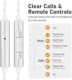 Vibes 202ML Wired Earbuds - HiFi in Ear Headphones for iPhone 5–14, Noise-Isolating Ear Buds w/ Mic - Clear Sound, Deep Bass, Comfort-Fit Earphones - MMCX–Lightning, Silver Plated Cord, Carrying Case