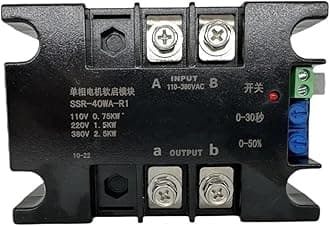 220V Single-Phase Motor Soft Starter Soft Start Module Soft Start 50-60HZ Compatible 1/1.5/2/3/4/6/8KW(SSR-20WA-R1(1KW))