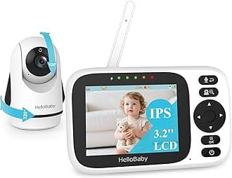 HelloBaby Baby Monitor with 3.2 Inch IPS Screen - Baby Camera Monitor with Remote Pan-Tilt-Zoom Camera No WiFi, Infrared Night Vision, 1000ft Wireless Connection
