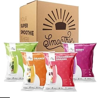 SmoothieBox - Blender Ready Frozen Smoothie Pouches - 4 Organic Flavors – Breakfast in 60 Seconds! (20 Pouches) (Variety)