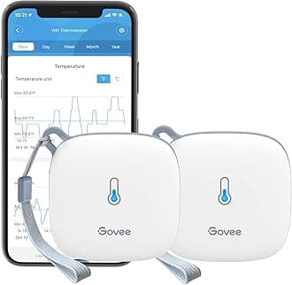 Govee WiFi Temperature Sensor H5179, Smart Hygrometer Thermometer with App Notification, 2 Years Data Storage Export, Remote Monitor for Room Greenhouse Incubator Wine Cellar, 2 Pack