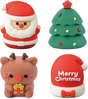 3 Pcs Cute Pencil Sharpener Xmas Christmas Pencil Sharpener Small Manual Pencil Sharpener Kawaii PVC Sharpener Stationery School Office Supplies (4Pcs Xmas)