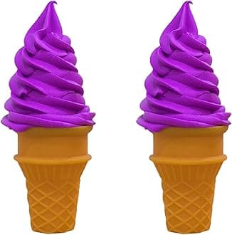 2 Pcs Simulated Ice Cream Artificial Lifelike Ice Cream Fake Ice Cream Food Model for Home Kitchen Cabinet Desk Shops Party Decor Sample Display Photography Props(Purple)