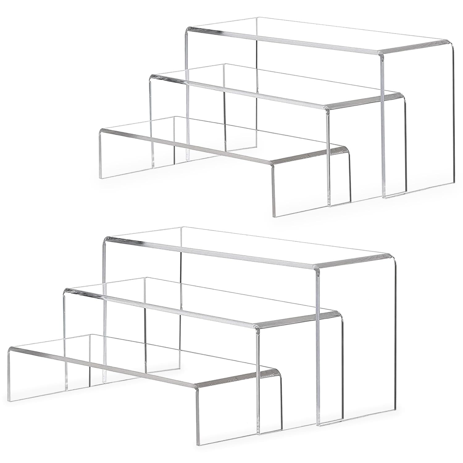 ECASA™ Display Risers, 6pcs 2 Set Acrylic Risers for Display Clear Acrylic Riser Display Stands Acrylic Display Risers for Show Funko Pop Figures, Cupcake, Jewelry, Toys, Perfume and More