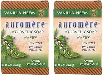 Auromere Ayurvedic Bar Soap, Vanilla Neem - Eco Friendly, Handmade, Vegan, Cruelty Free, Natural, Non GMO (2.75 oz), 2 pack