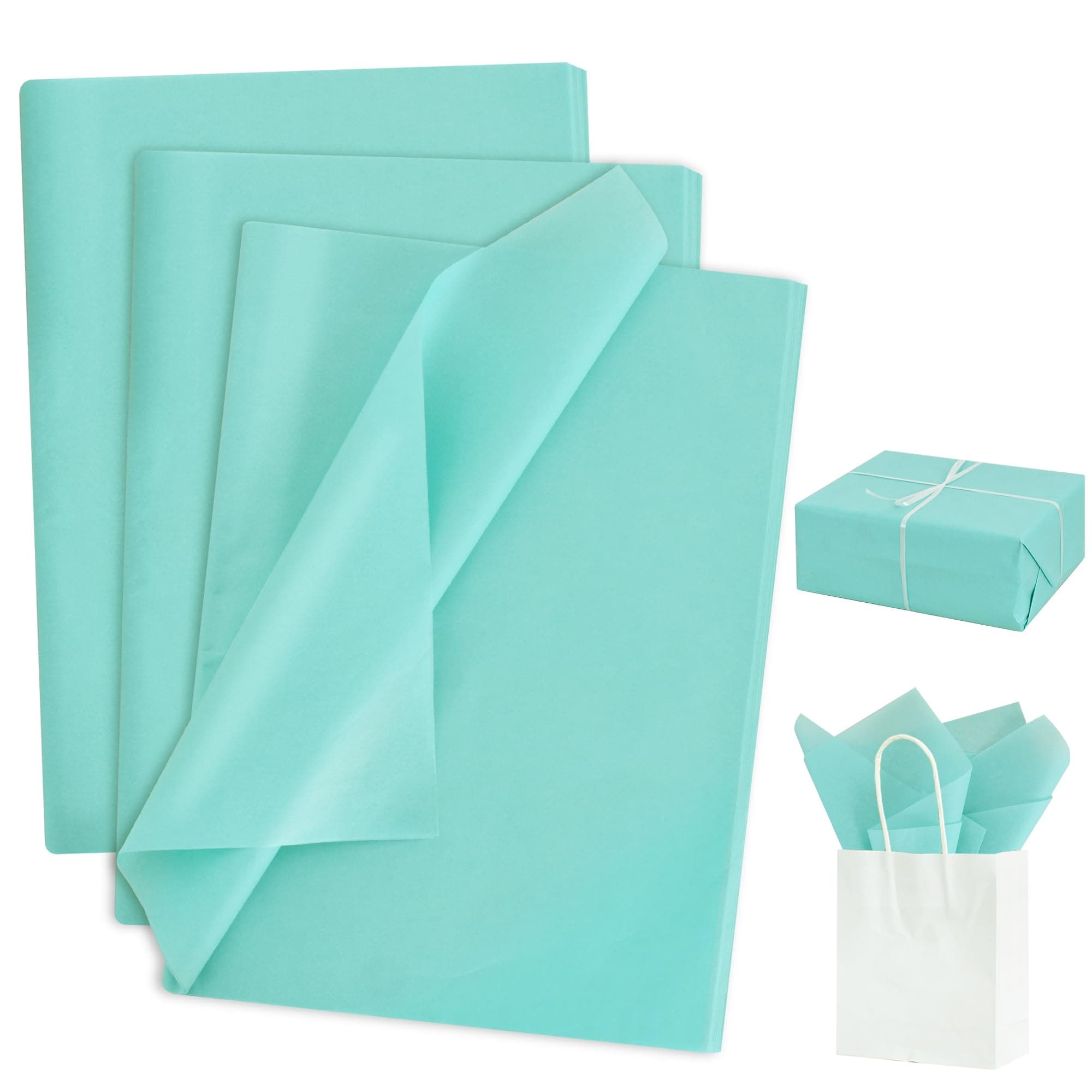 BEISHIDA 100 Sheets Teal Tissue Paper Bulk, Wrapping Tissue Paper for Gift Bags, 14 x 20 Inch Gift Wrap for Birthday Wedding Graduation DIY Crafts Holiday Flowers