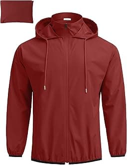 COOFANDY Men's Packable Rain Jacket Lightweight Waterproof Raincoat with Hood Travel Hiking Golf Windbreaker