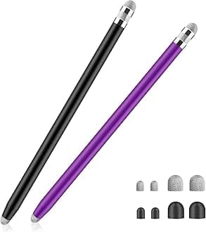 Stylus Pens for Touch Screens, 4 in 1 Sensitivity Capacitive Stylus Touch Screen Pen with 8 Extra Replaceable Tips for iPhone iPad Tablets All Universal Devices(2Pcs) (Black+Purple)