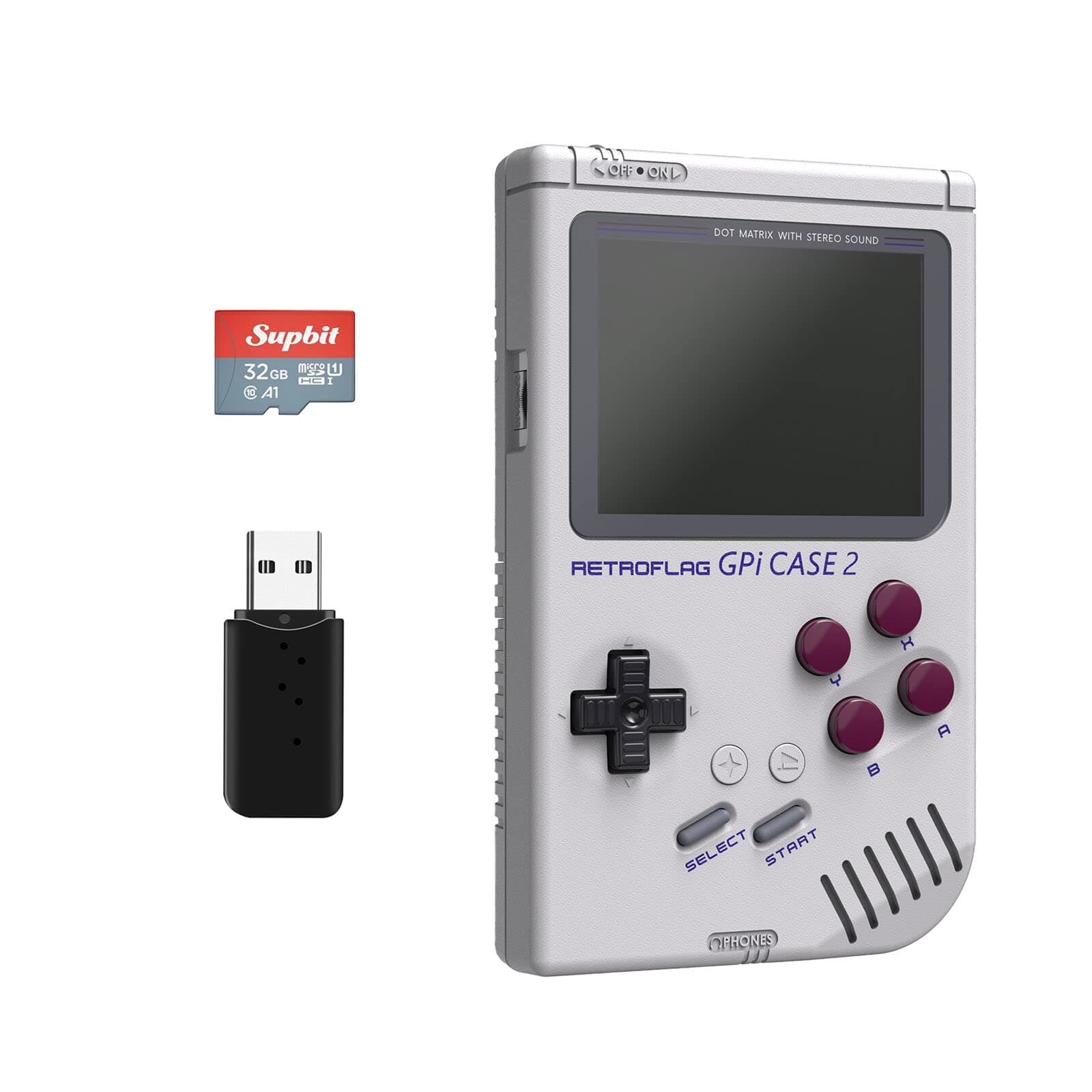 Retroflag GPi CASE 2 for Raspberry Pi Compute Module 4(CM4), 32G SD Card(with RecalBox System), Card Reader, Safe Shutdown, with 4000mAH battery