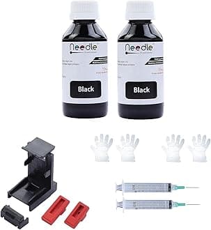 needle ; Pin point precision Refill Kit with Suction Tool Combo Pack of High Yield Inkjet Cartridge Ink Refill Compatible for HP and Canon Cartridge Printers (2K (Black, Black))