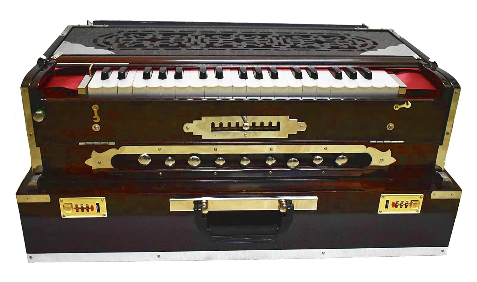 Extended Range 11 Scale 3¾ Octave PRO-Quality Scale Changer Full Teak Harmonium w GIGBAG