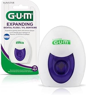 GUM Deep Clean Expanding Dental Floss - Waxed Woven Floss - Effective Plaque Removal for Tight Teeth - Unflavored