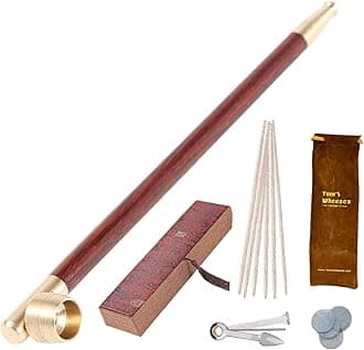 Wood Tobacco Pipe With Stem Bowl Traditional Chinese Smoking Pipe Accessories Kit Kiseru (Red)