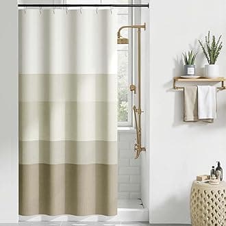jinchan Small Stall Shower Curtain 36x72 Inches Ombre Wood Taupe Striped Shower Curtains for Bathroom Gradual Color Waterproof Fabric Minimalist Modern Neutral with 7 Hooks