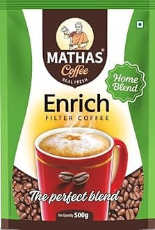 Mathas Enrich Coffee Powder | Leading Indian Filter Coffee | 70% Coffee 30% Chicory (Enrich, 500gm)