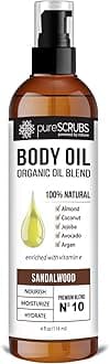 Ultra Moisturizing Sandalwood Body Oil Spray For Dry Skin, Massage, Cuticles & More, Organic Blend of Jojoba, Argan, Coconut, Sweet Almond & Avocado Oils Enriched with Vitamin E, Lg 4oz