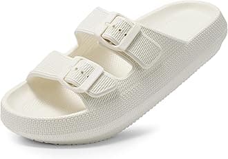 Dodow Womens Slide Sandals Adjustable Soft Cloud Comfort Slip On Flat Sandals