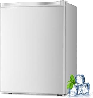 2.1 Cu.ft Small Upright Freezer, Mini Freezer with Removable Shelves, Adjustable Thermostat, Reversible Door Hinge, Quiet for Home/Office/Dorm/Kitchen, White