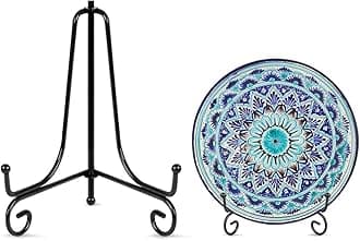 Plate Stands for Display, Plate Holder Display Stand, Picture Frame Stand Metal Frame Holder Stands for Book,Small Easel,Decorative Plate,Photo and Platter,Tabletop Art Black 10 Inch