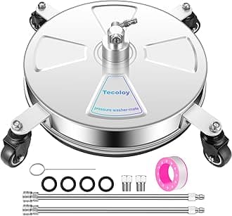 16" Pressure Washer Surface Cleaner with 4 Wheels-Stainless Steel Power Washer Accessories for Concrete Driveways Sidewalks Patios Cleaning