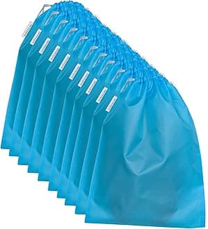 SHOESHINE Washable Shoe Bags Long Lasting Nylon Fabric Soft & Smooth Travel Shoes Pouch - 10 Pcs Black Storage Shoe Cover