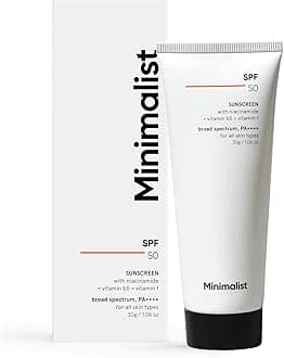 Minimalist Sunscreen SPF 50 PA++++ | Clinically Tested in US (In-Vivo) | Lightweight with Multi-Vitamins | No White Cast | Broad Spectrum | For Women & Men | 30g