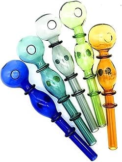 Aoheuo Colorful Bubble Glass Straight Bongs and Oil Burner Set of 3 (Mixed Colors)
