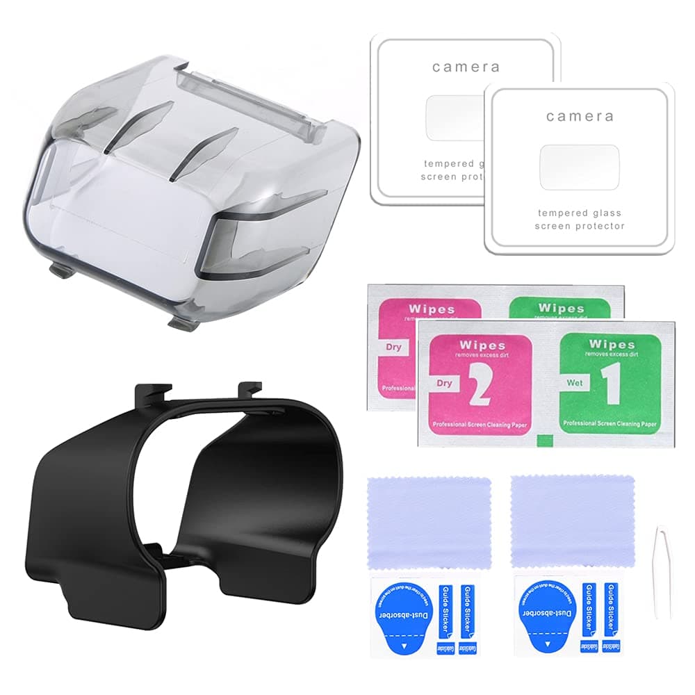Mini Gimbal Camera Lens Protector Tempered Glass Films (2 Sets) + Gimbal Lens Guard Protector Cover + Lens Hood Sunshade Protective Cap Accessories Compatible with DJI Mavic Mini 2 / Mavic Mini Drone