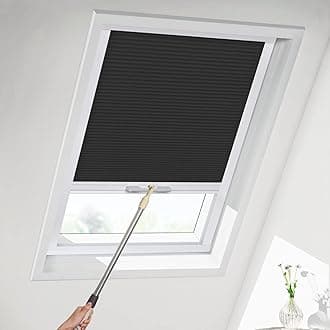 MiLin Skylight Shades Cellular Blinds for Windows Cordless Skylight Blinds Suitable for Roof Inclined Plane Room Windows Custom Cut to Size (Light Filtering Black)
