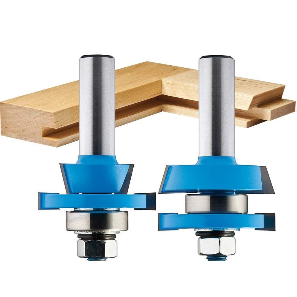 Shaker Rail & Stile Router Bits 1/2 Shank (Set of 2) Precision Balanced Cutter for Smooth Operation - Cabinet Door Router Bits for Stick Joints