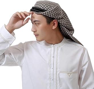 Adult Men Arab Head Scarf Keffiyeh Middle East Desert Shemagh Wrap Muslim Headwear Arabian Costume Accessories (Army Green)