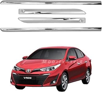 Side Beading/Side Cladding/Door Garnish/Door Protector Chrome Suitable for Toyota Yaris (2018 to Present) (Set of 4pcs)