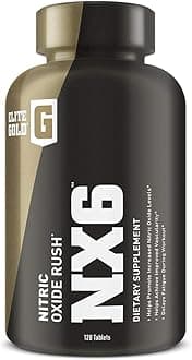 Complete Nutrition Elite Gold NX6 Nitric Oxide Rush, Pre Workout, Keto, Amino Energy, Nitric Oxide, Beta Alanine, Optimum Nutrient Health, Elite Gold, Nx6, (120 Count)
