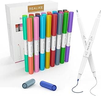 Dual Tip Pens Compatible with Cricut Maker 3/Maker 4/Maker/Explore 3/4/Air 2/Air, Dual Tip Marker Pens Set of 24 Pack Fine Point Pen Writing Drawing Pens (0.4 Tip & 1.0 Tip)