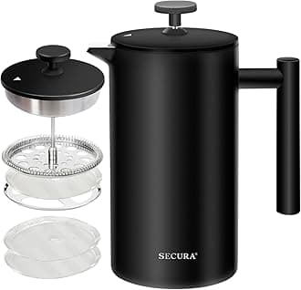 Secura SFP-34DP-M-BK French Press Coffee Maker, 34oz, Black